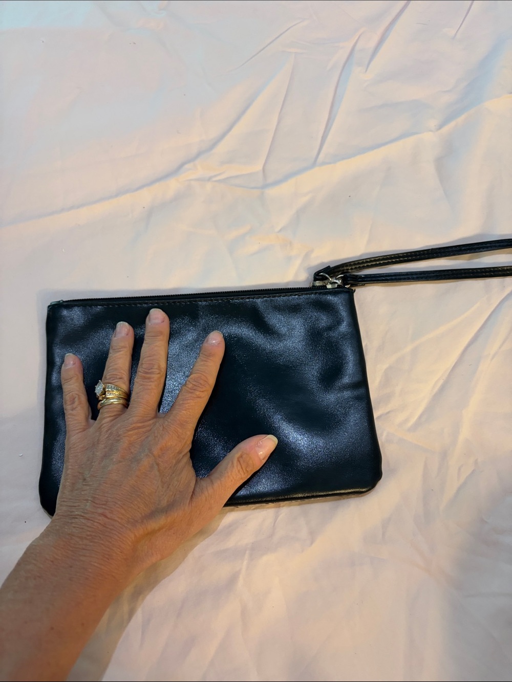 Victoria's Secret Black Sequin Wristlet with Red & Silver Accents - Picture 3 of 4